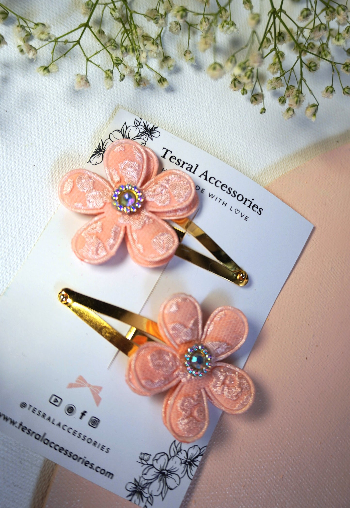 Peach Whisper Hair Clip Set