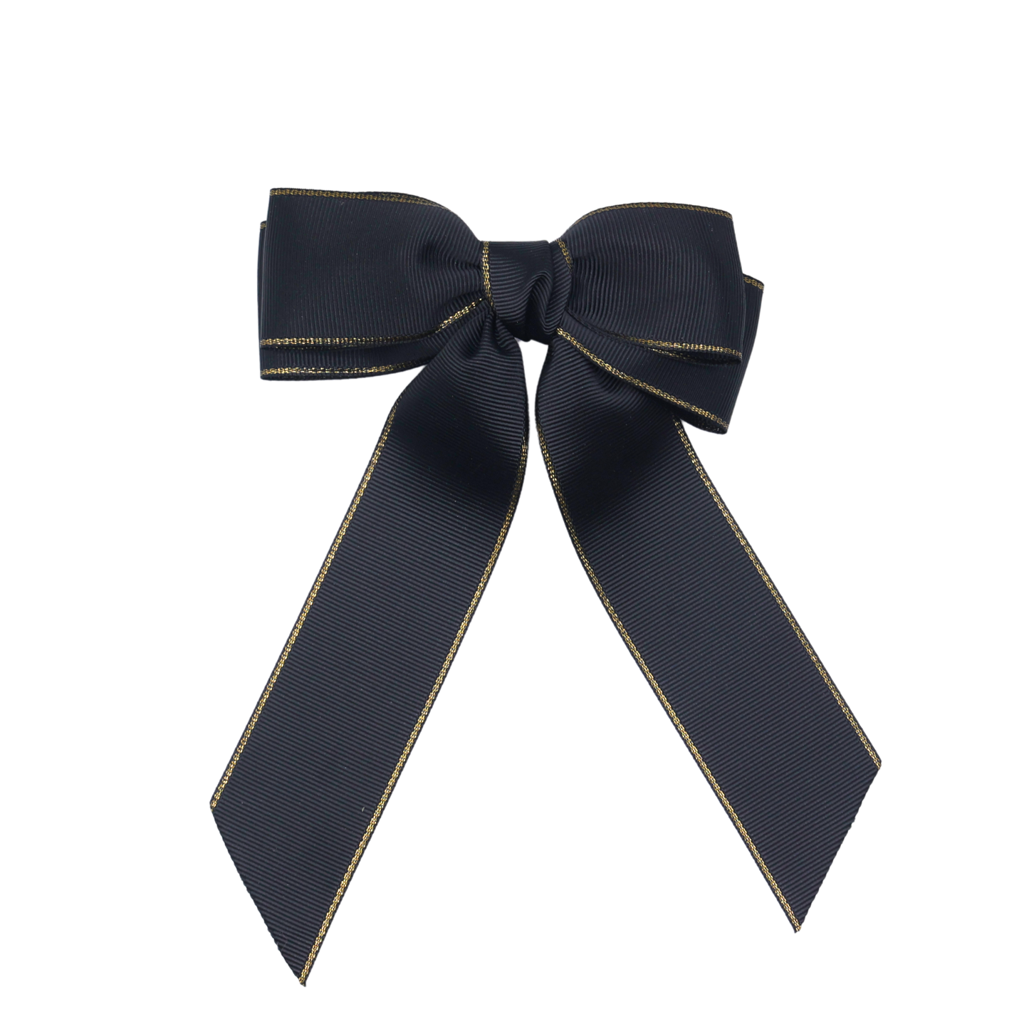 Close-up of Golden Grace Bow's gold-trimmed edges and grosgrain texture for refined hair styling