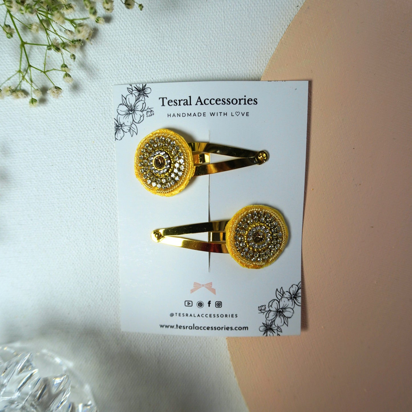 Tesral Accessories Golden Gala party wear hair pins with crystal detailing