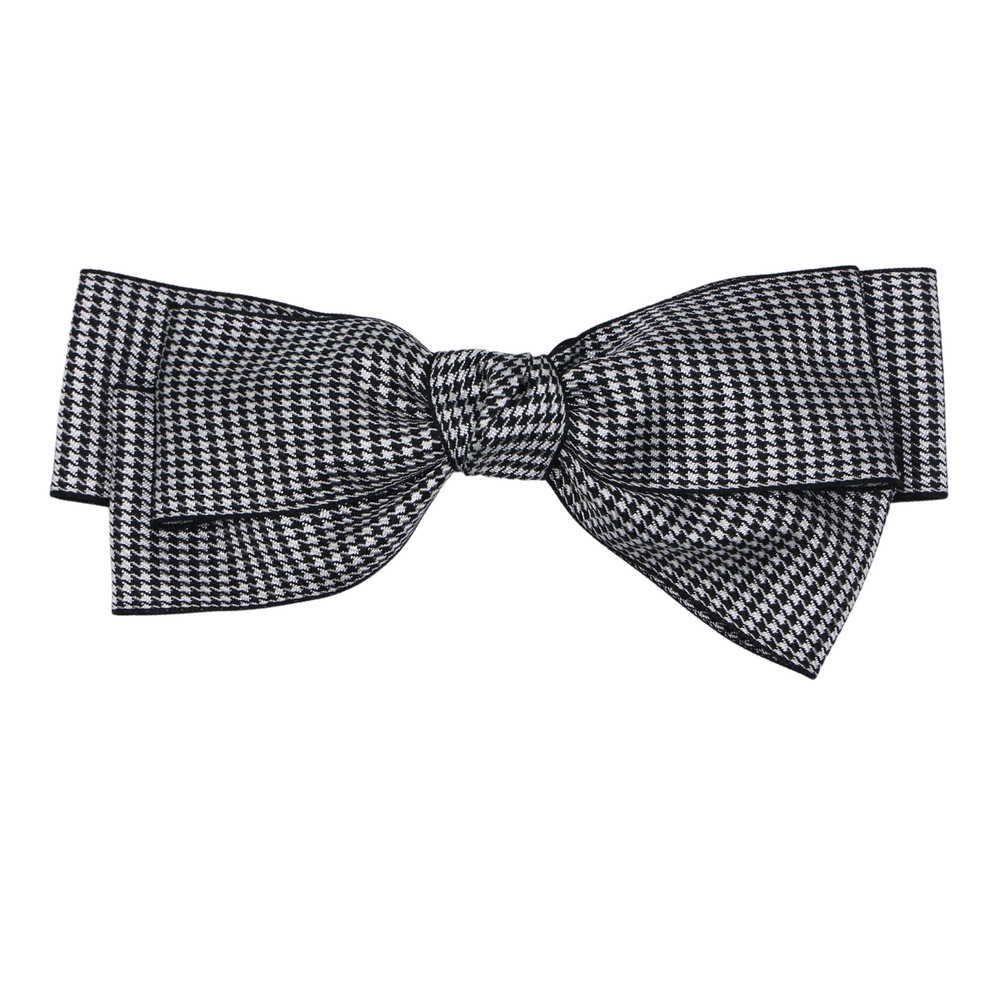 Tesral Lady Houndstooth hair bow – black and white satin bow clip with classic check pattern for women