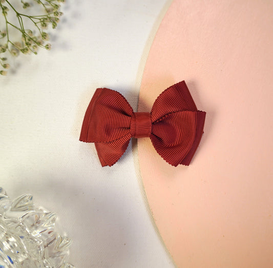 Tesral Accessories Autumn Spice classic textured ribbon hair clip in earthy rust color