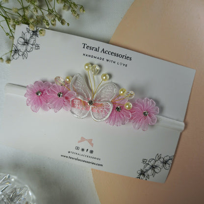 Tesral Accessories Blushing Butterfly soft nylon headband for infant birthdays