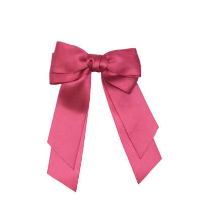 Tesral Cascade Colonial Rose Hair Bow - classic two-layer satin ribbon with long tails, refined vintage charm barrette.