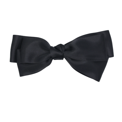 Tesral Diana Bow in Black - sleek, formal satin hair bow, signature statement piece for young style icons, timeless sophistication.