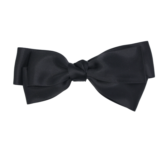Tesral Diana Bow in Black - sleek, formal satin hair bow, signature statement piece for young style icons, timeless sophistication.