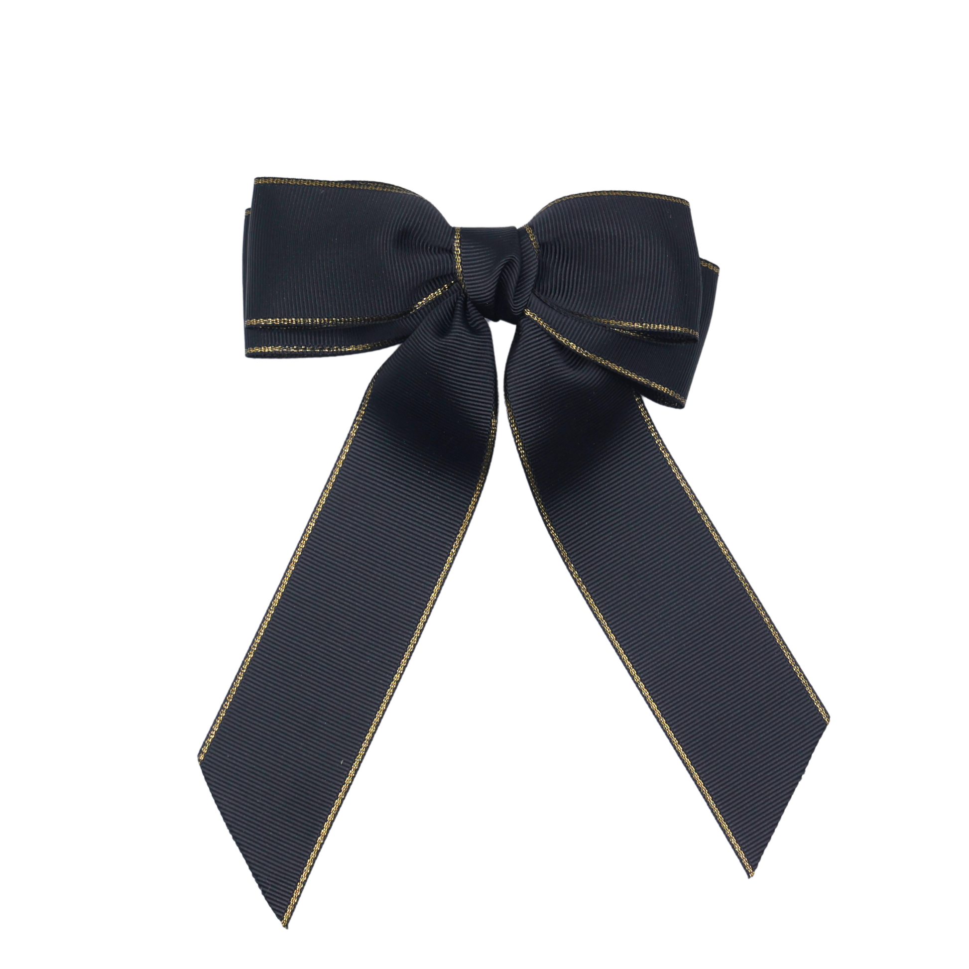 Close-up of Golden Grace Bow's gold-trimmed edges and grosgrain texture for refined hair styling