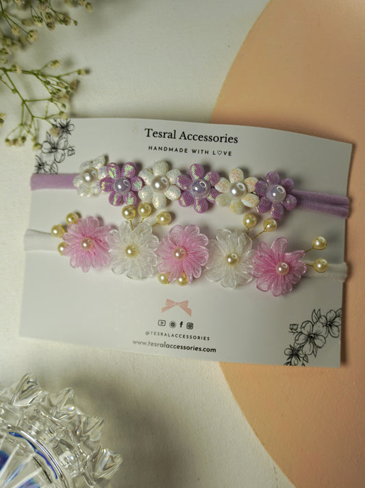 Tesral Accessories delicate floral headbands for baby girls, soft nylon band