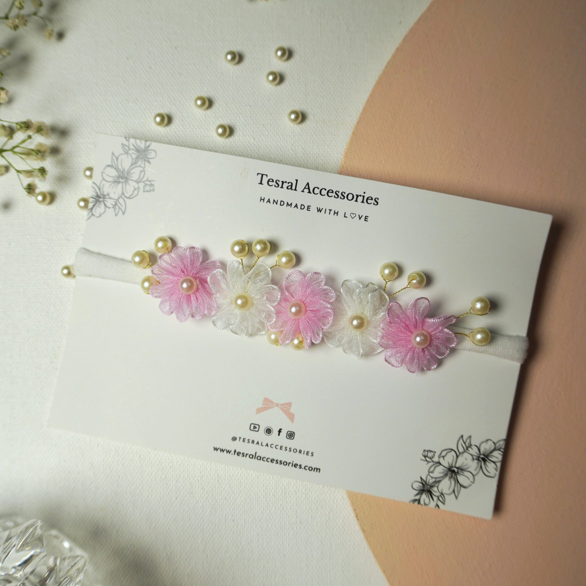 Tesral Accessories Petal Whispers soft nylon flower headband for infants