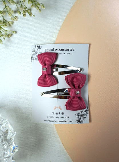 Tesral Accessories Raspberry Ripple bright pink bow snap clips for girls