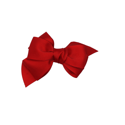 Red grosgrain ribbon spin bow hair clip for kids on alligator clip—Tesral Accessories bold red playful style.