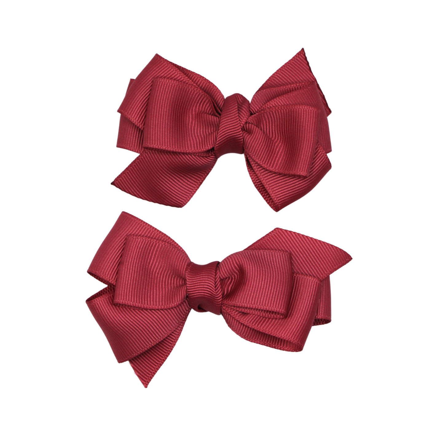Set of two colonial pink grosgrain hair bows with alligator clips – Rosy Twirls pigtail bows for kids by Tesral Accessories