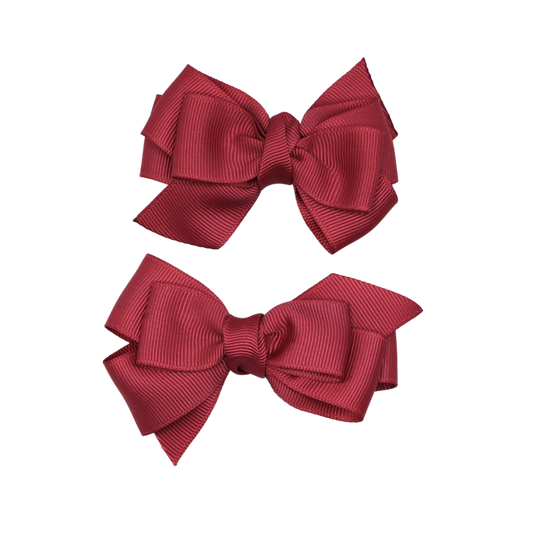 Set of two colonial pink grosgrain hair bows with alligator clips – Rosy Twirls pigtail bows for kids by Tesral Accessories