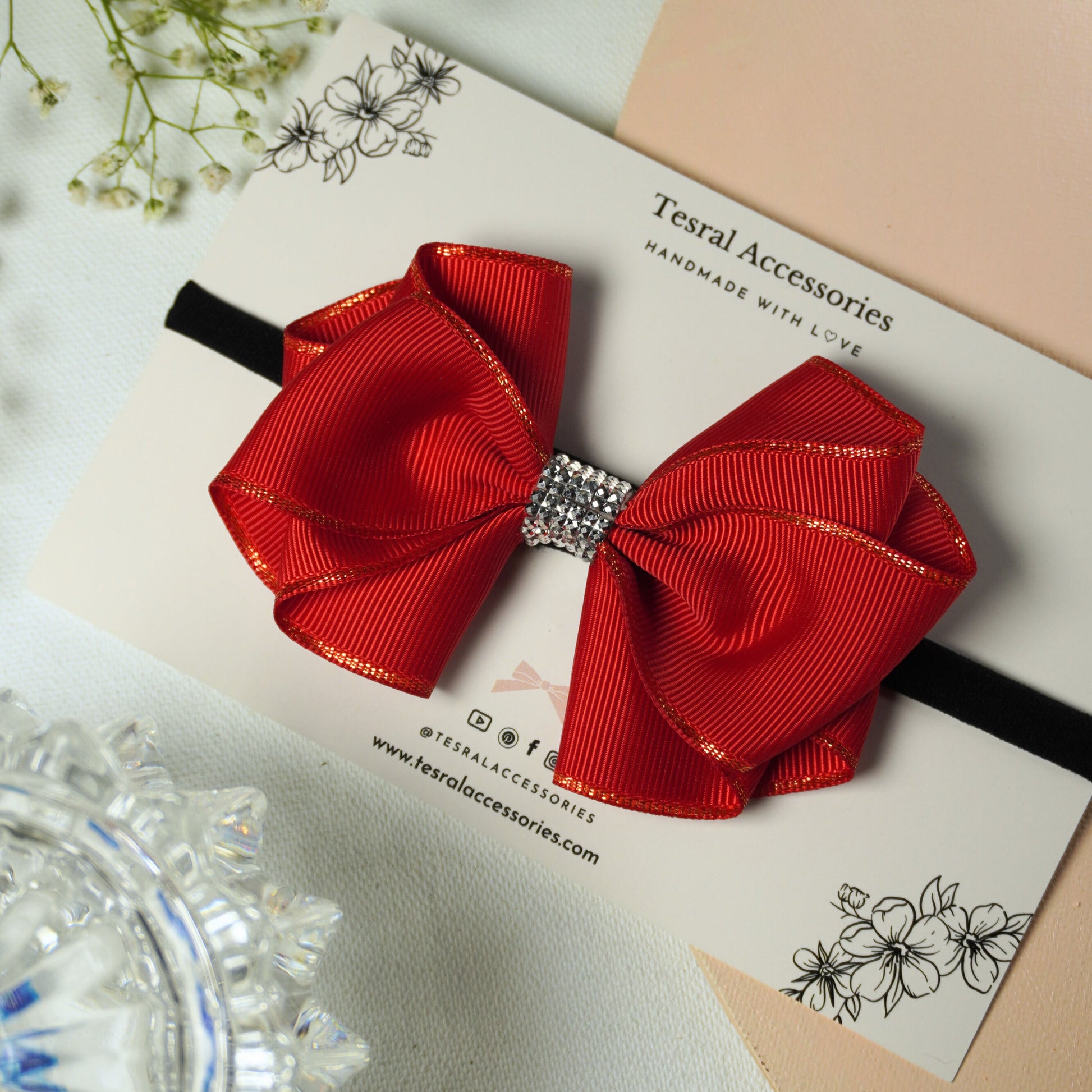 Luxury red and gold butterfly bow for toddler birthdays and photoshoots