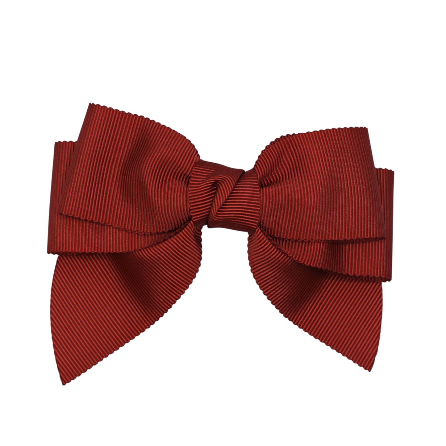 Rustique hair bow made from rust-colored petersham grosgrain ribbon with double layers and small tails, barrette clip – elegant bow for women and kids by Tesral Accessories