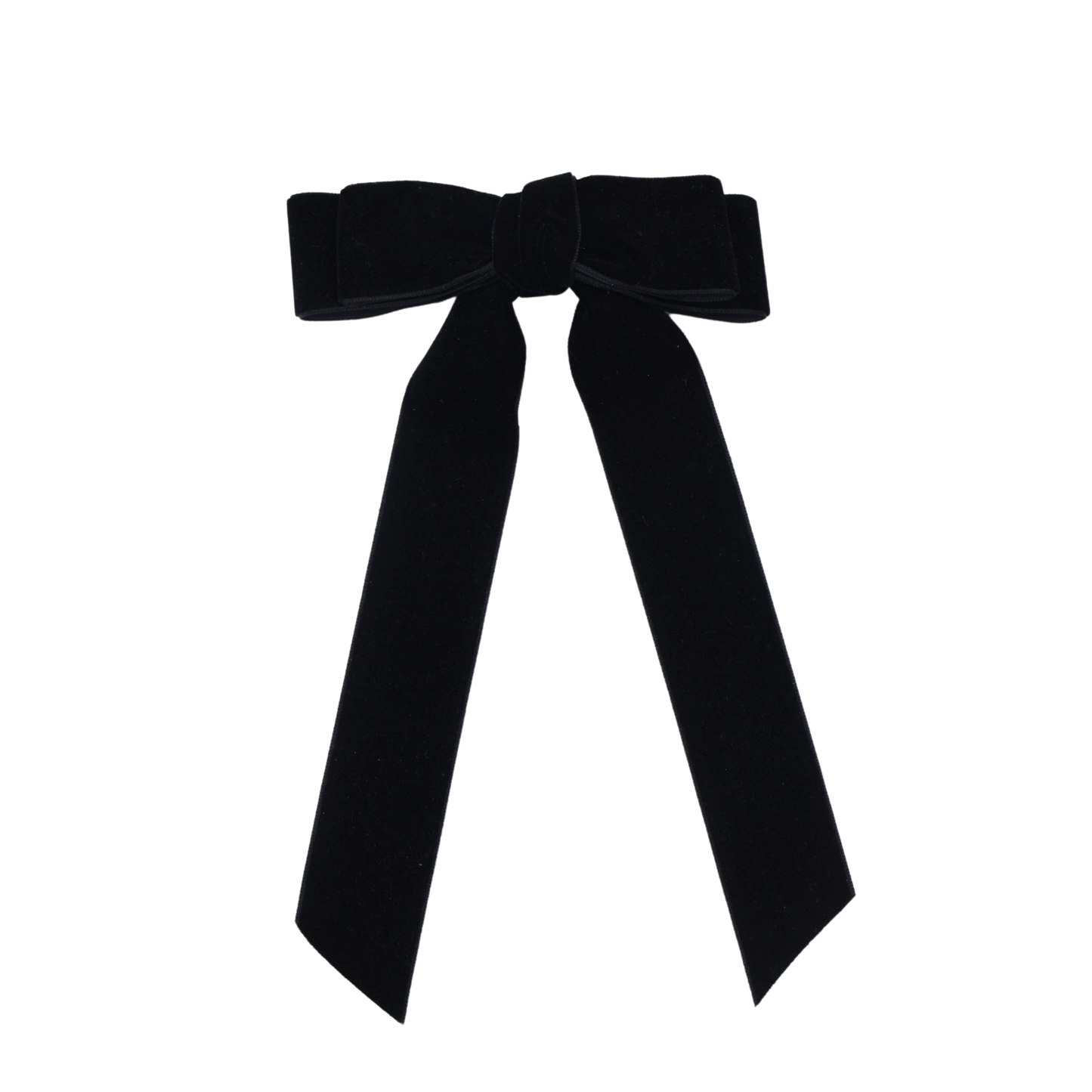 Black velvet hair bow with long tails and barrette clip – Serenity elegant hair bow for women and kids by Tesral Accessories