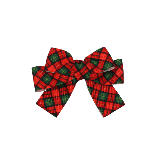 Plaid red and green hair bow for kids – SugarPlaid festive bow by Tesral Accessories