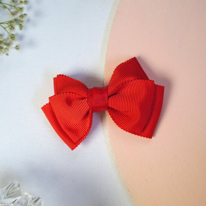 Tesral Accessories Victory Red classic hair bow clip for kids and teens