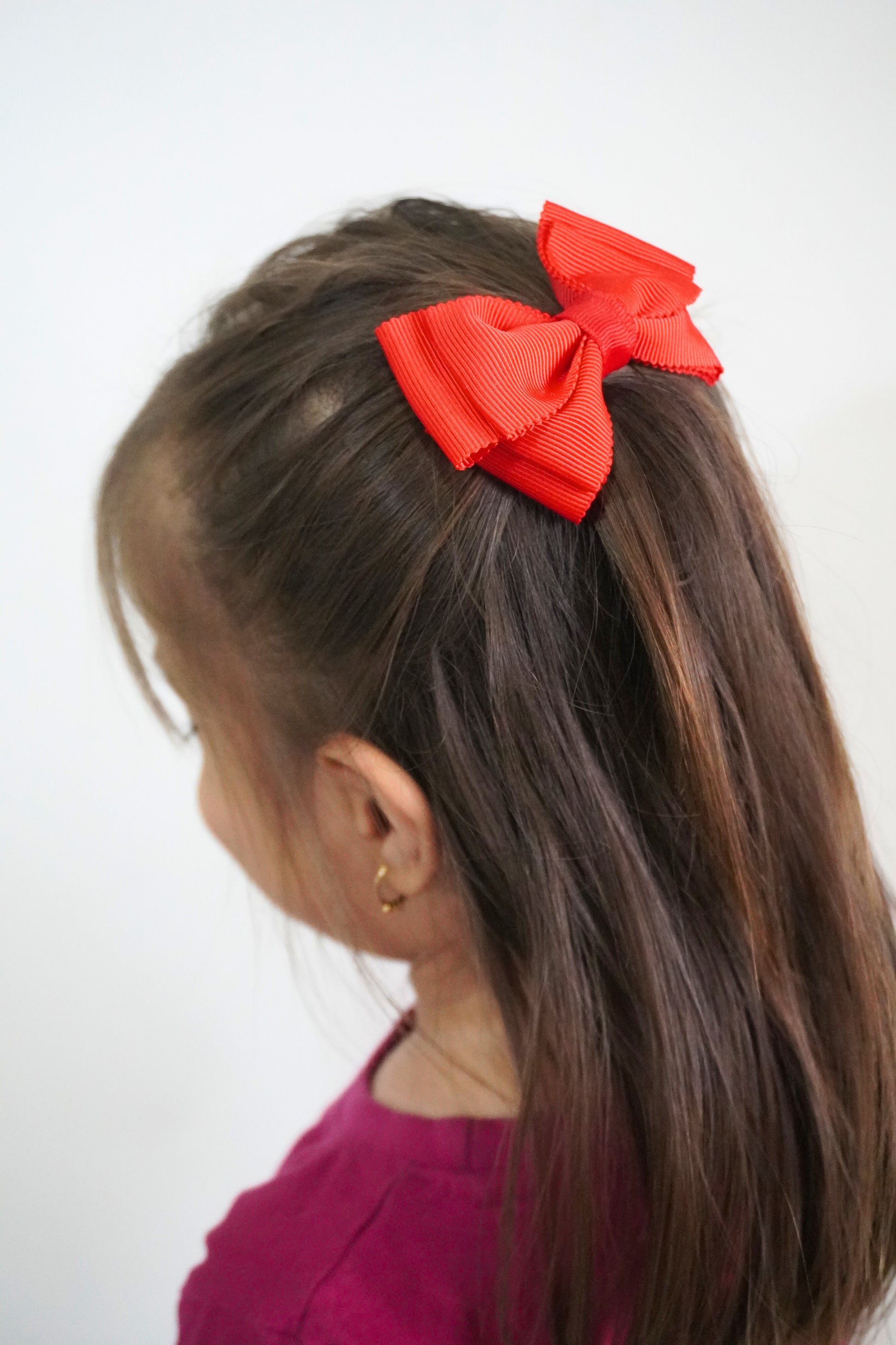 Red Bow for little girls set on alligator clip